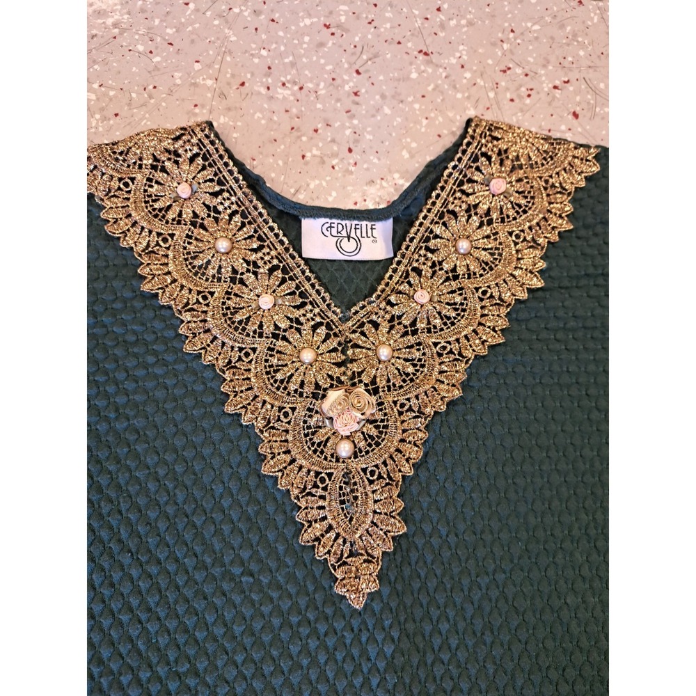 Cervelle Vintage Ugly Tacky Christmas Green‎ Shirt sweater Sz M.